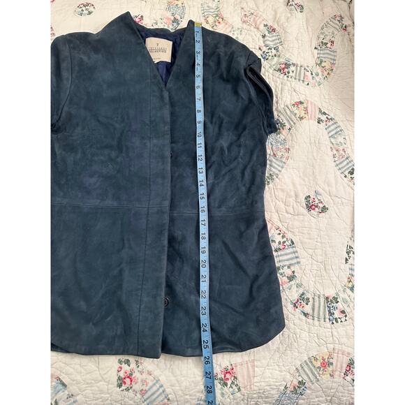 VINTAGE 80's TRUSSARDI DENIM BLUE SUEDE TOP 42 - Picture 9 of 11